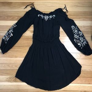 Black embroidered dress